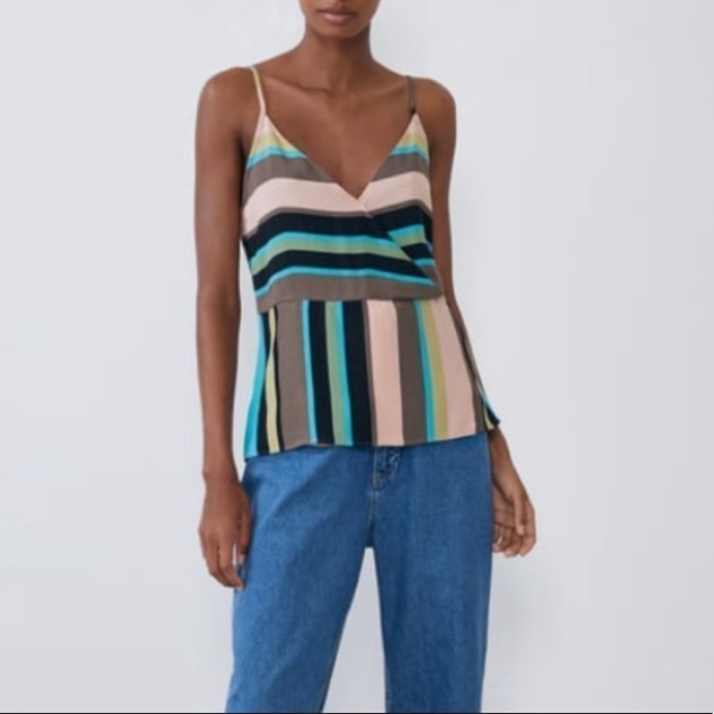 ZARA Stripe Multicoloured Cami Tank Top